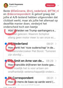 Tweet van Frank Huysmans